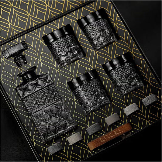 Whiskey Decanter with Glasses & Chilling Stones Gift Set