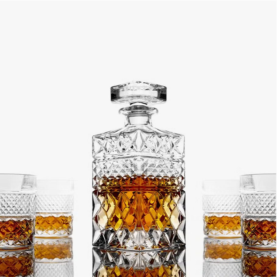 Whiskey Decanter with Glasses & Chilling Stones Gift Set