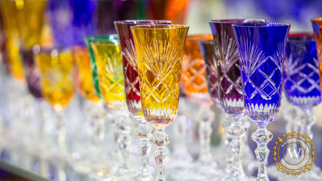 Vintage Bohemia Czech Crystal glass decanter glasses Set 1950