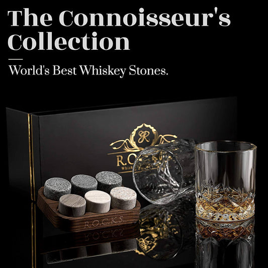 The Connoisseur's Set - Chilling Stones & Signature Scotch Glass Edition