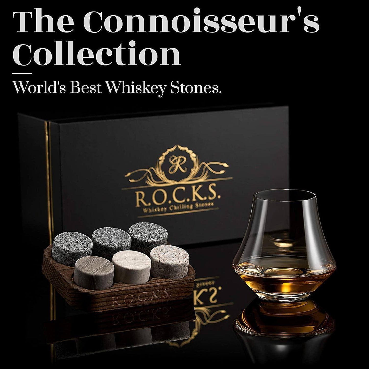 The Connoisseur's Set - Chilling Stones & Crystal Nosing Tasting Glass